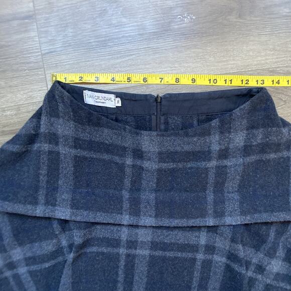 Ivan Grundahl Asymmetrical Balloon Skirt Sz 36 Black Gray Plaid Wool High Waist - Picture 8 of 12
